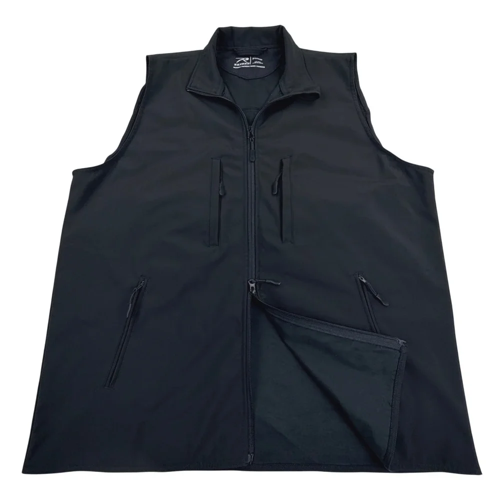 Rothco Military Tactical Soft Shell Vest Men XL Black Utility Workwear‎ Full Zip